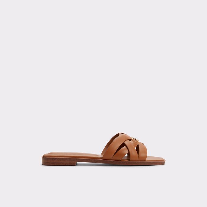 Flat sandals in cognac leather - JENNALERIEL -IN