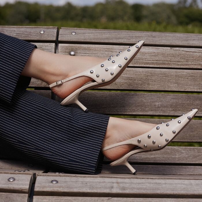 Stiletto heeled shoes in white patent - NAIARAH