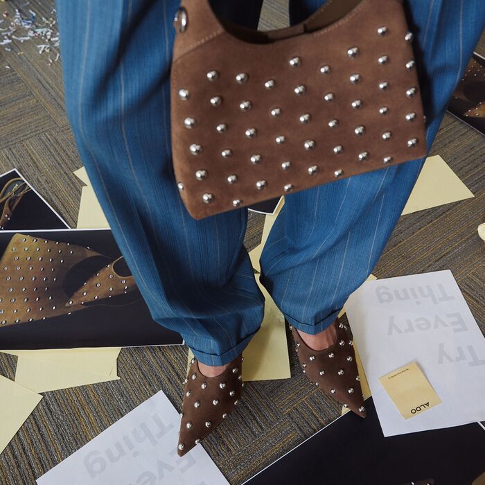 Stiletto heeled shoes in brown leather - NAIARAH