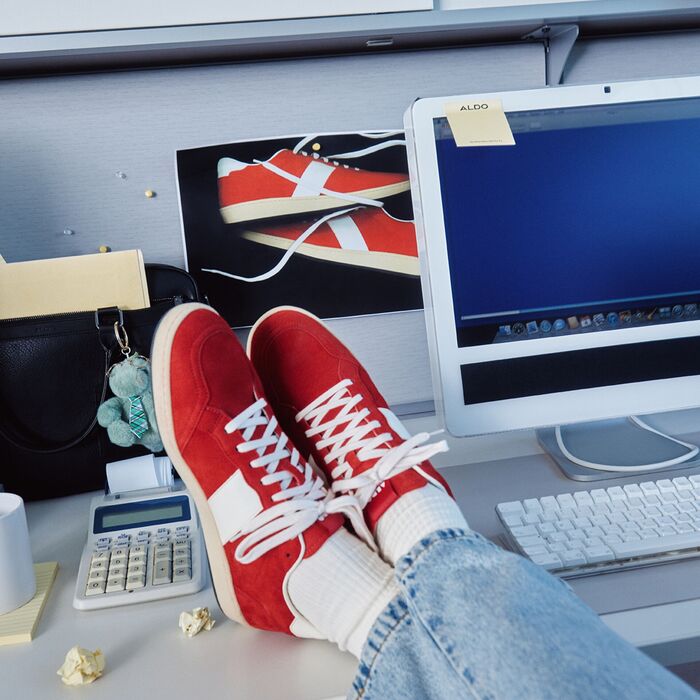 Trainers in red leather - ROSCOE