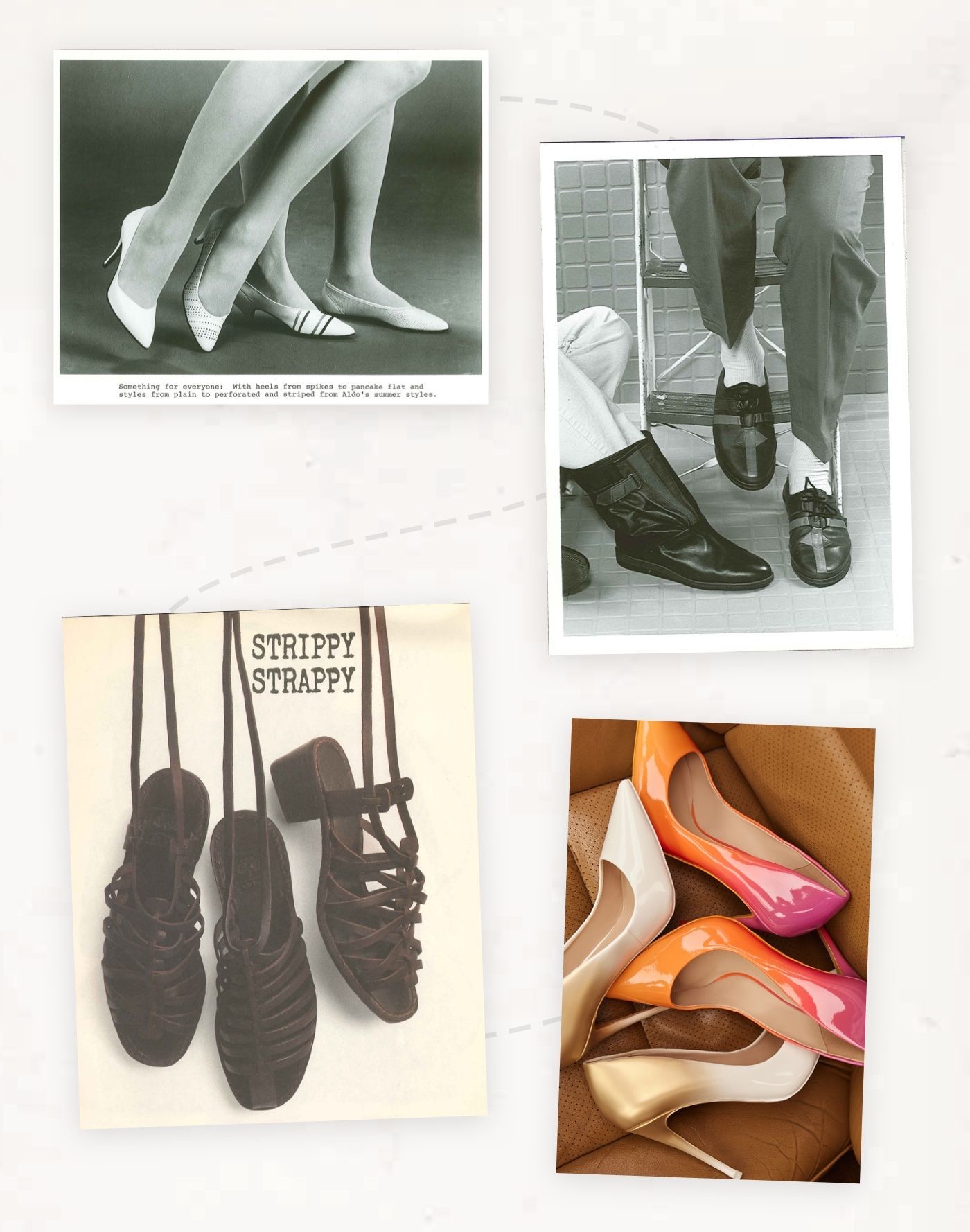 Chronology of aldo shoes with black and white images up to the present day
