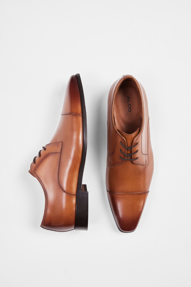 Top view of classic men's leather shoes