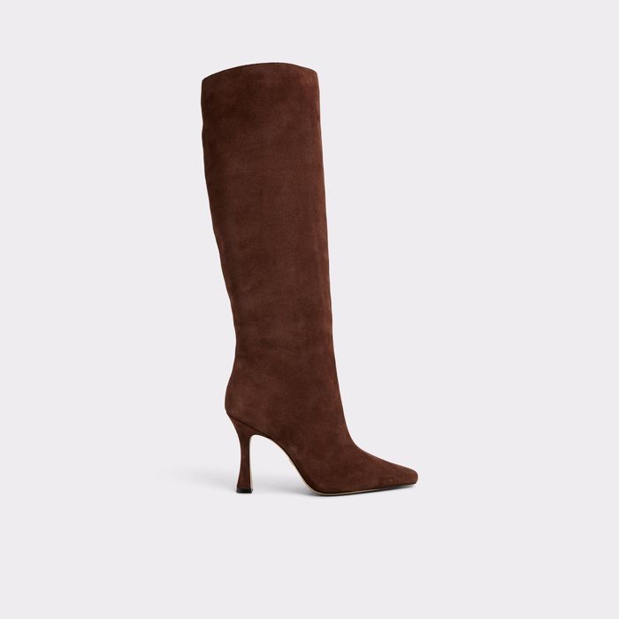 Botas en piel marrón, tacón de aguja - ADALINDA