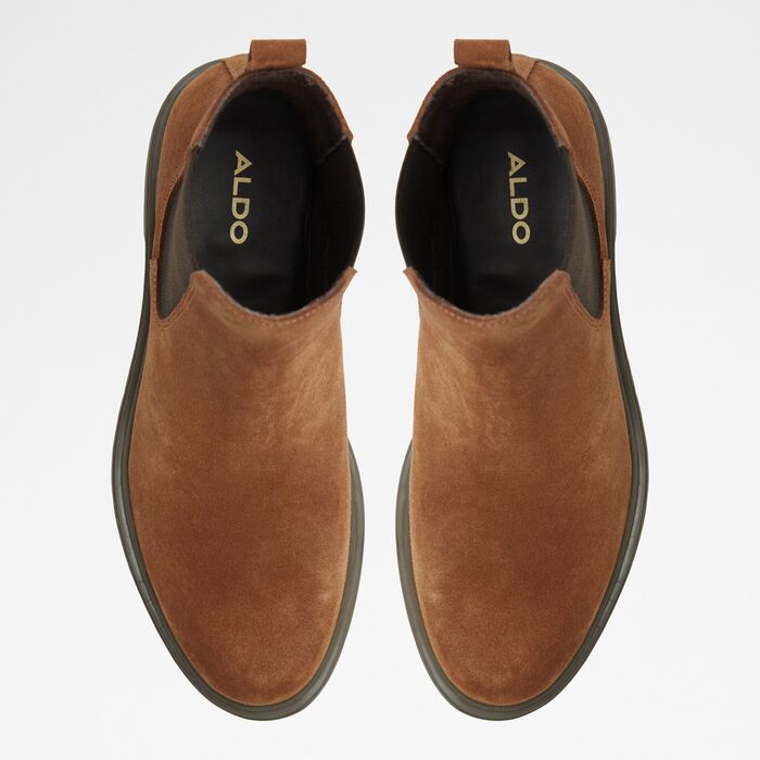Botins rasos ALDO para mulher, em pele, em cognac, com biqueira redonda e sola com rasto ADALITLAN201001046
