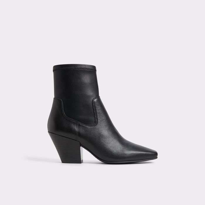 Botines en piel negro, tacón bloque - ADWAODITH