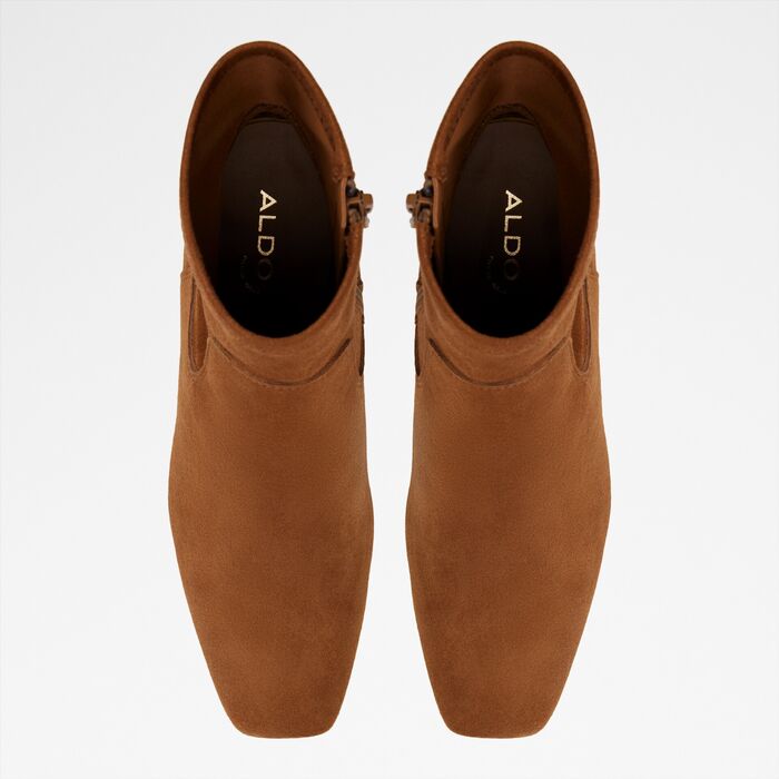 Botines en piel coñac, tacón bloque - ADWAODITH