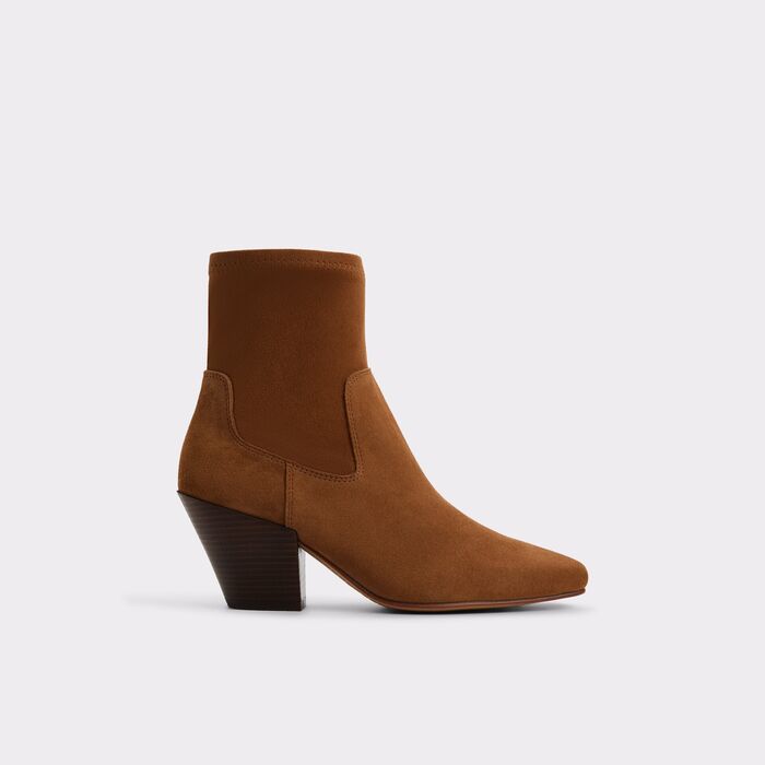 Botines en piel coñac, tacón bloque - ADWAODITH