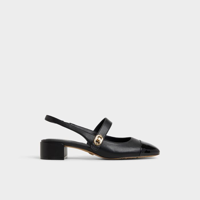 Sapatos em preto, salto em bloco - AGATHE