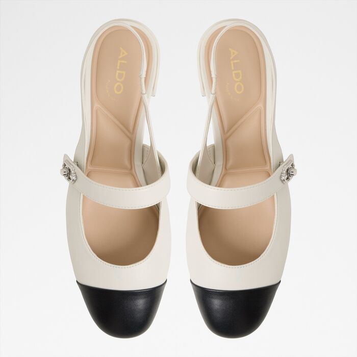 Sapatos em branco cru, salto em bloco - AGATHE