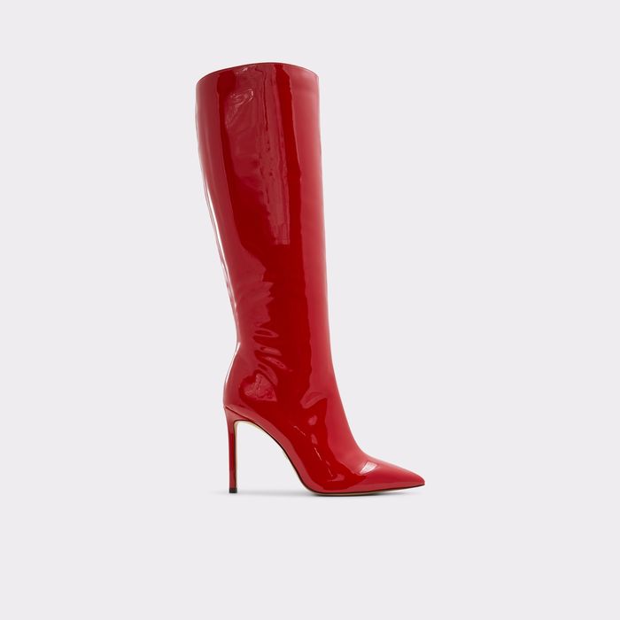 Botas em verniz vermelho, salto fino - AGATHEA