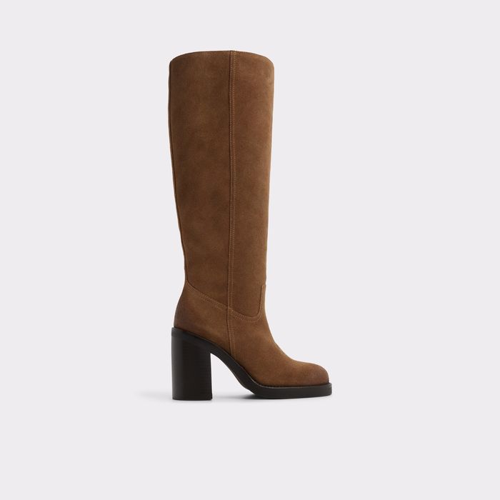 Botas en piel coñac, tacón bloque - AGRAEWEN