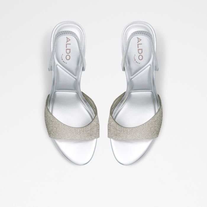 Sandalias en plata, tacón de aguja - AITANA