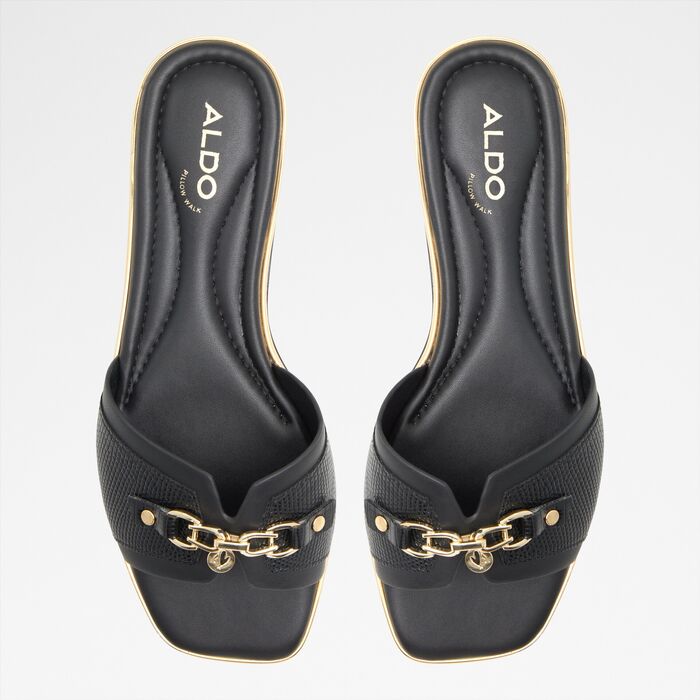 Sandalias planas en negro - ALAMASSI