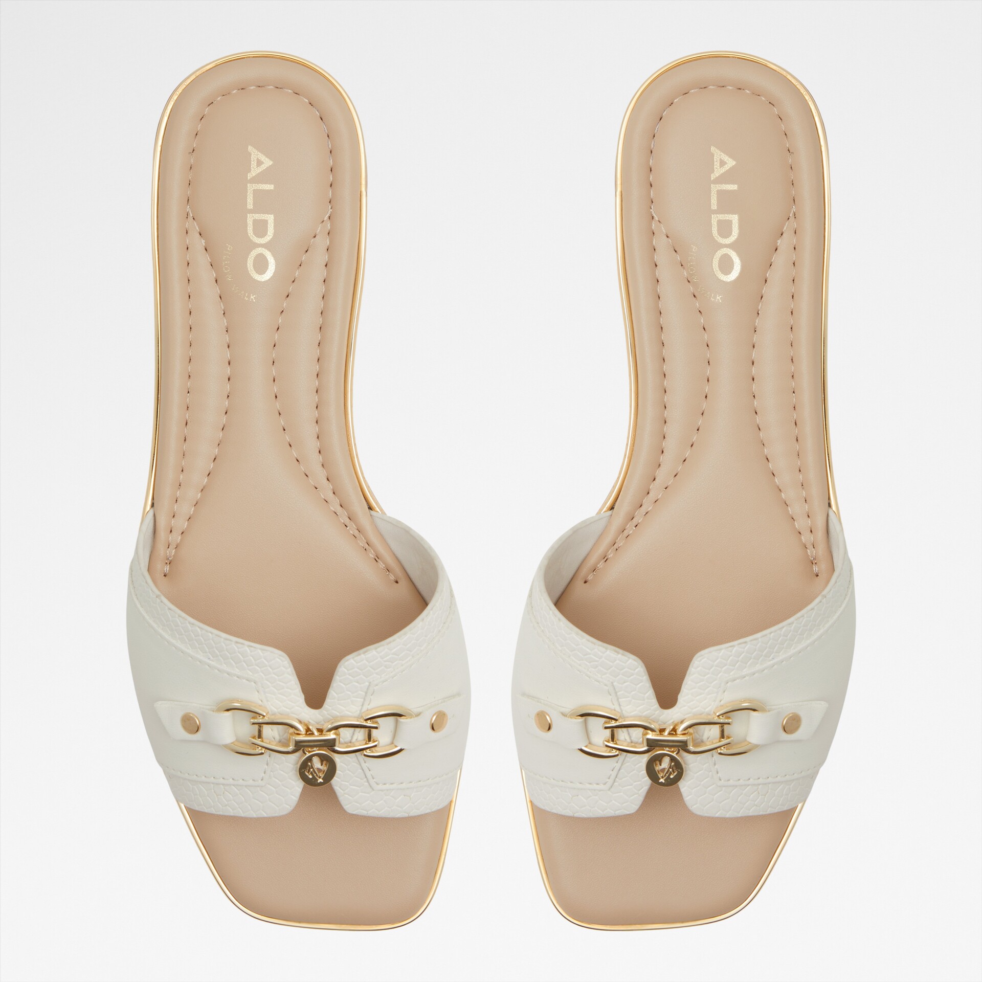 CUSHIONAIRE VIRGO - Sandalias Planas + Espuma Viscoelástica Para Mujer, Blanco, 7 Wide