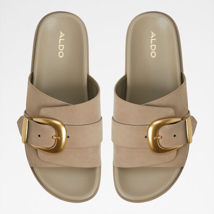Sandalias planas en piel beige - ALENANA