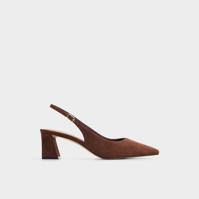 Sapatos em pele castanho, salto em bloco - ALICIEAA