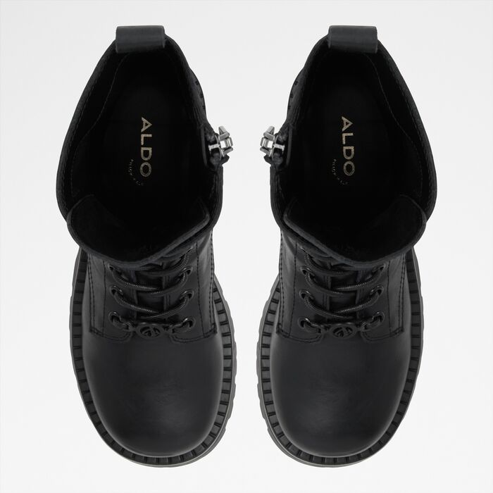 Botins rasos em pele preto - ALLEA
