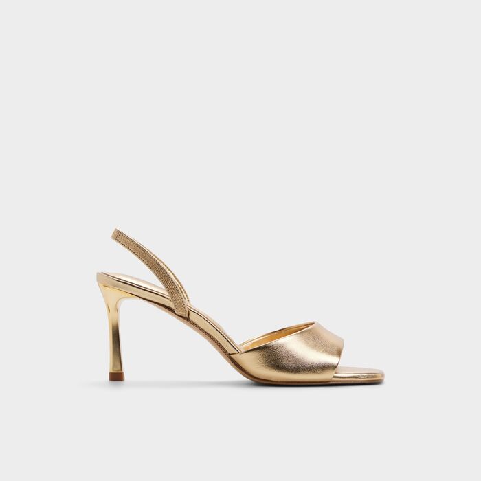 Sandalias en oro, tacón de aguja - ANDYA