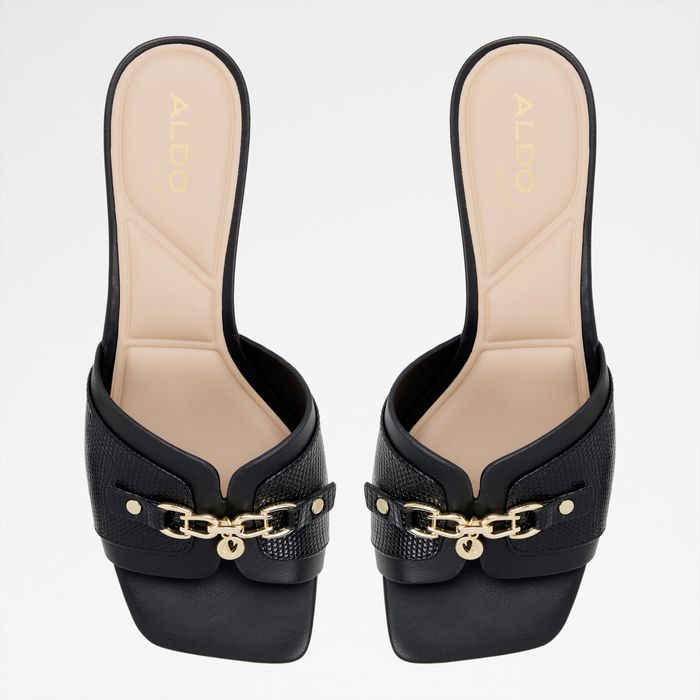 Mules em preto, salto fino - ANNAMASSI