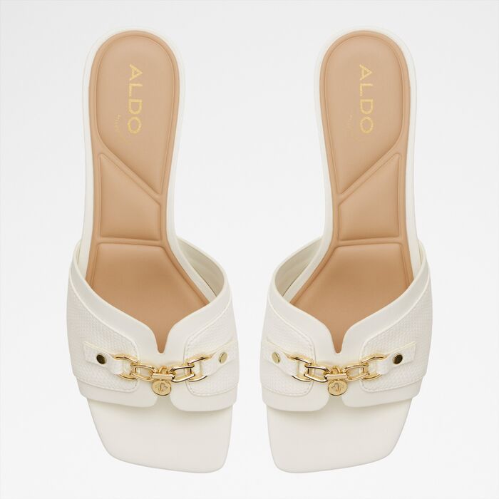 Mules em branco, salto fino - ANNAMASSI