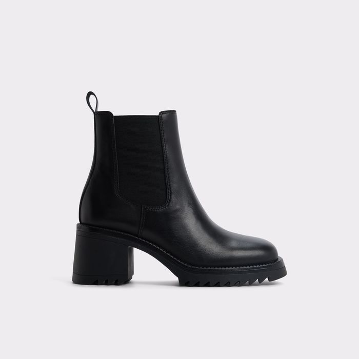 Botines en piel negro, tacón bloque - ANNELIESE