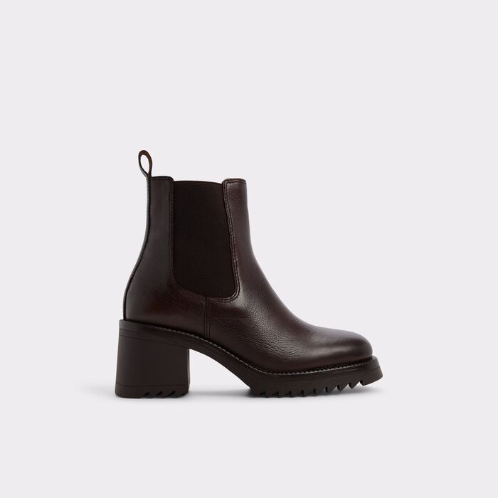 Botines en piel marrón, tacón bloque - ANNELIESE