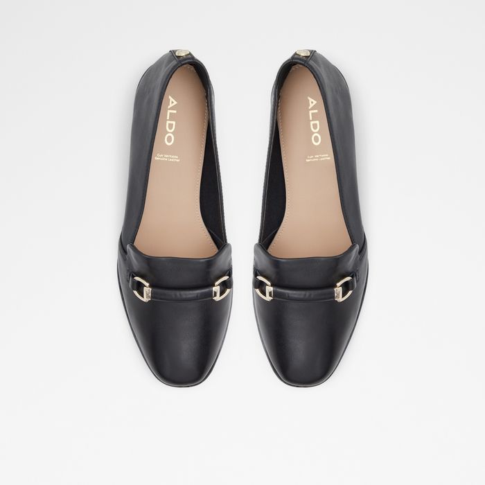 Zapatos planos ALDO para mujer, en piel, en negro, con puntera cuadrada y un detalle metálico APPLEGUM 001001043
