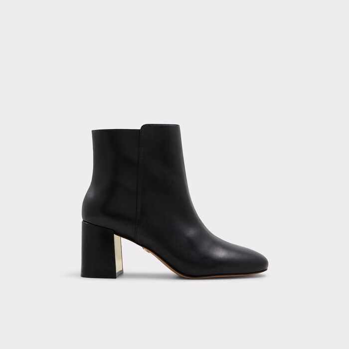 Botins em pele preto, salto em bloco - ARCADIA