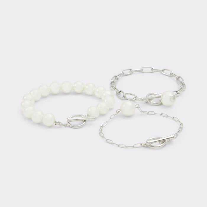 Pulseiras em branco e prateado - AROMAL