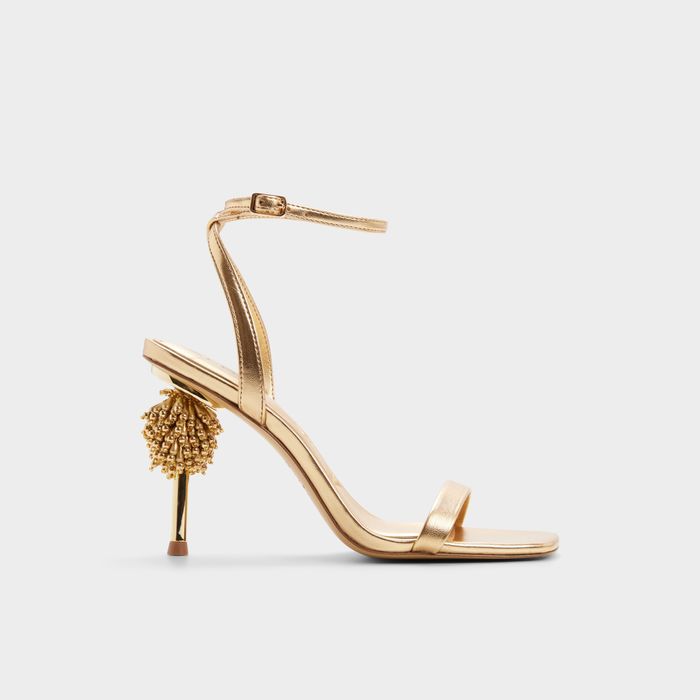 Sandalias en oro, tacón de aguja - AURORAE