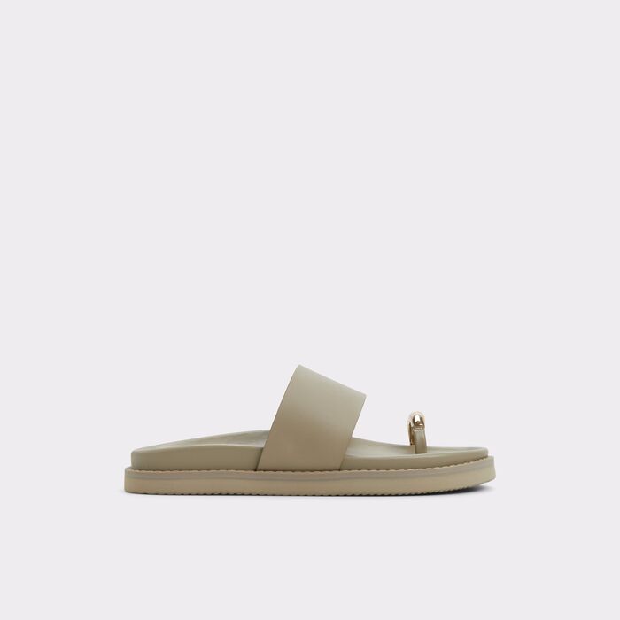Sandalias planas en piel verde - BEACHSTROLL