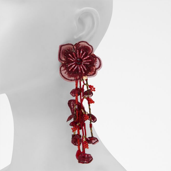 Pendientes largos en rojo oscuro - BLOOMORRA
