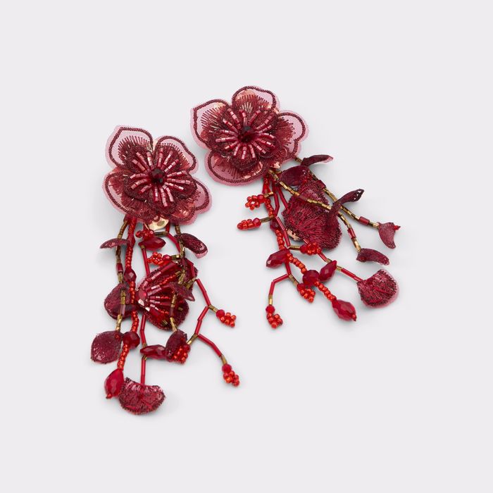 Pendientes largos en rojo oscuro - BLOOMORRA