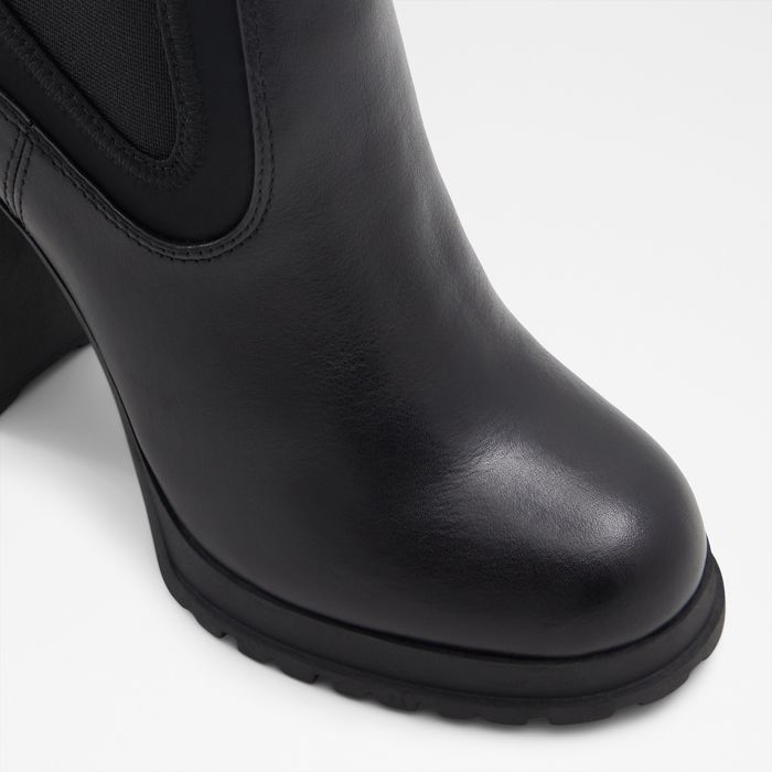 Botins em pele preto, salto em bloco - BOLD