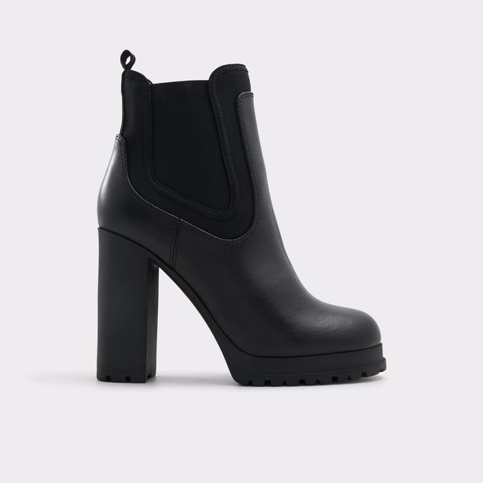 Botins em pele preto, salto em bloco - BOLD