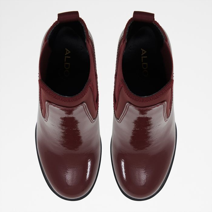Botines en barniz burdeos, tacón bloque - BOLD