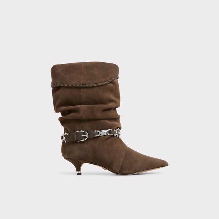 Botines en piel marrón, tacón de aguja - BOWY