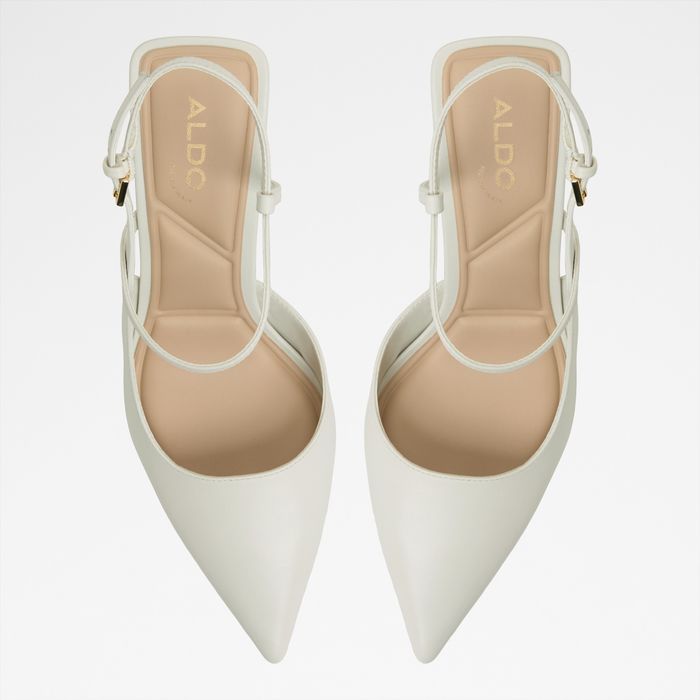 Sapatos em pele branco, salto fino - BRUNETTE