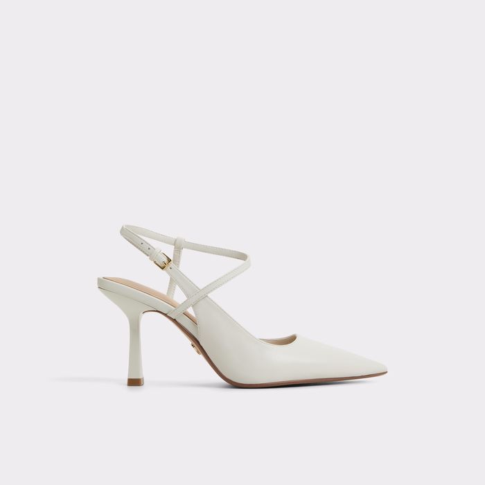 Sapatos em pele branco, salto fino - BRUNETTE