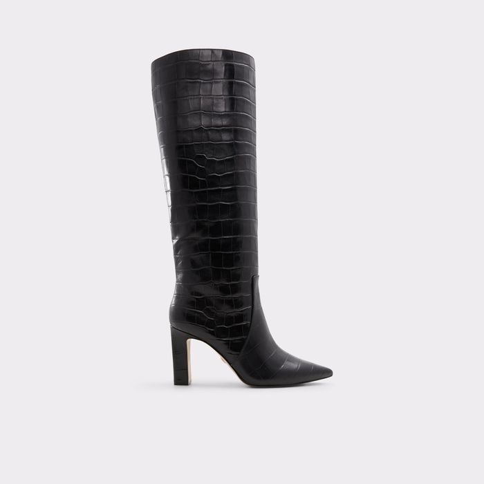 Botas em pele preto, salto em bloco - CADIGODER