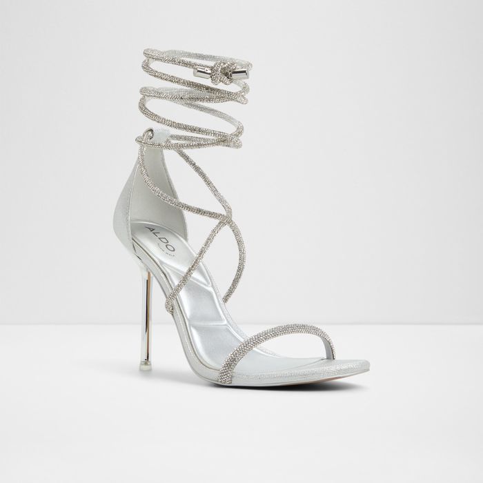 Sandalias en plata, tacón de aguja - CALADONIA