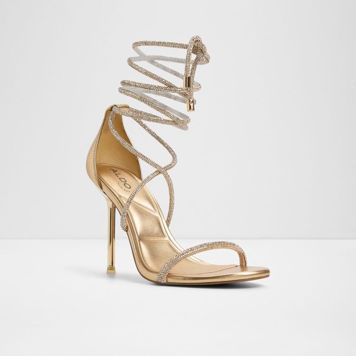 Sandalias en oro, tacón de aguja - CALADONIA