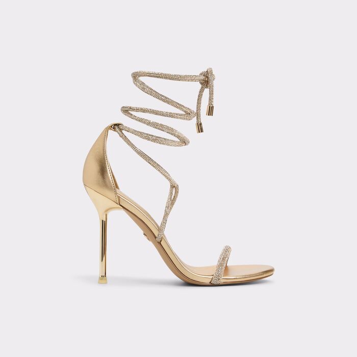 Sandalias en oro, tacón de aguja - CALADONIA