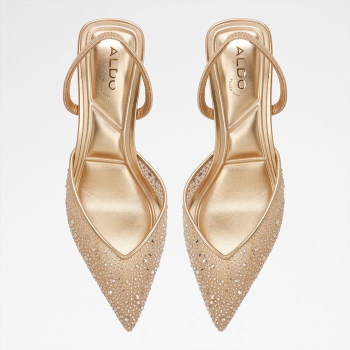 Zapatos de salón en oro, tacón de aguja - CALRESA