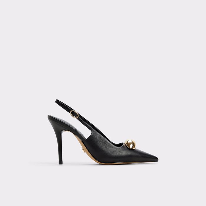 Zapatos de salón en piel negro, tacón de aguja - CAMBERLEY