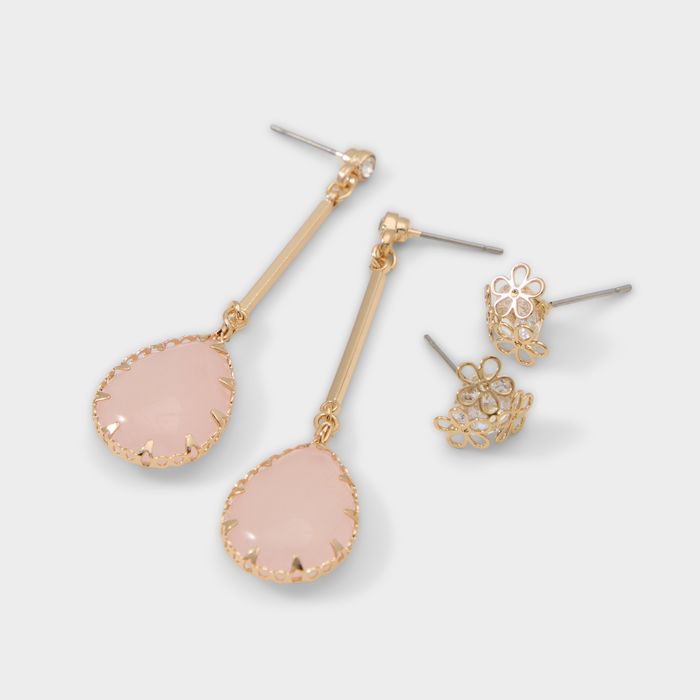 Brincos longos em rosa - CARESPINK