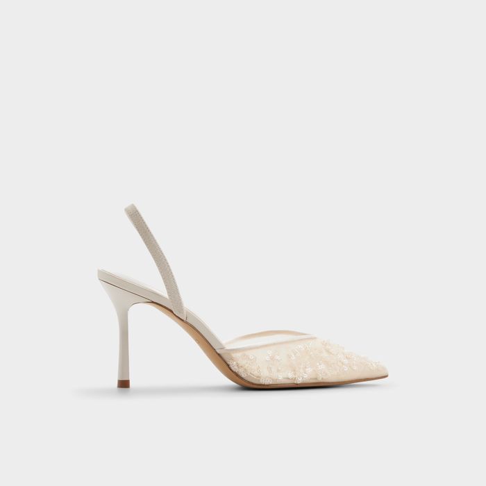 Zapatos de salón en blanco, tacón de aguja - CAROLLINA