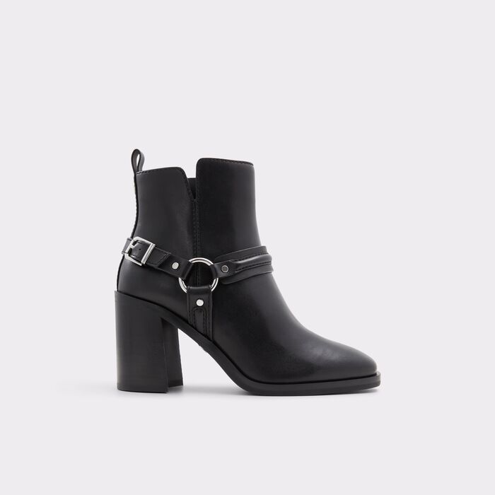 Botins em pele preto, salto em bloco - CATASETUM