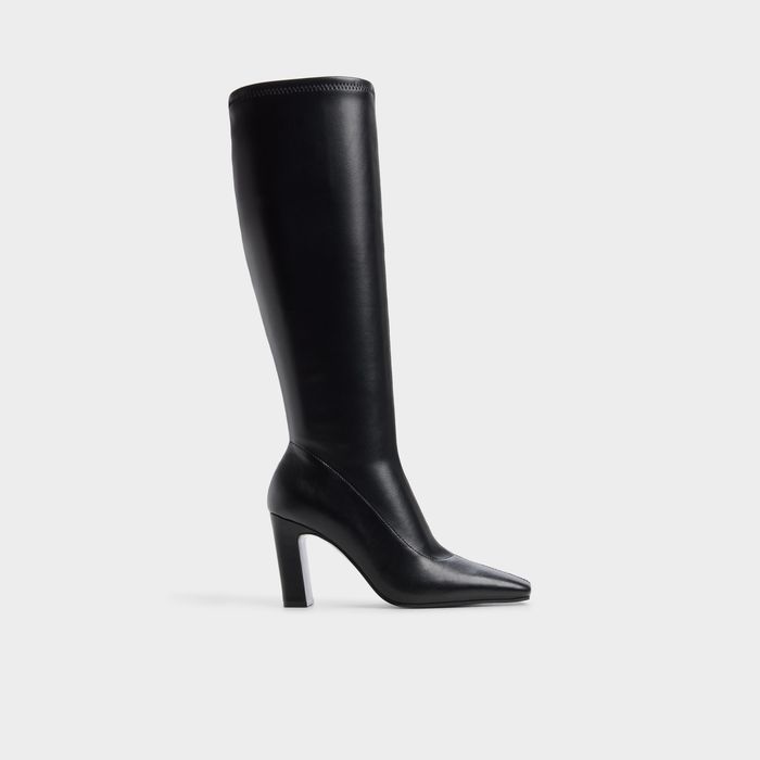 Botas de cano alto em preto, salto em bloco - CHAONIEL