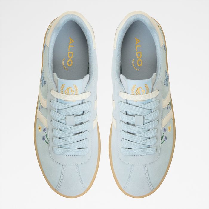 Sapatilhas rasas em pele azul - CHICSNEAKER